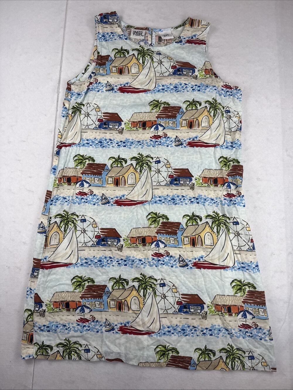 VTG 90’s Line Two Women’s Mini Dress Size M Sleeveless Beach Sun Vacation Resort